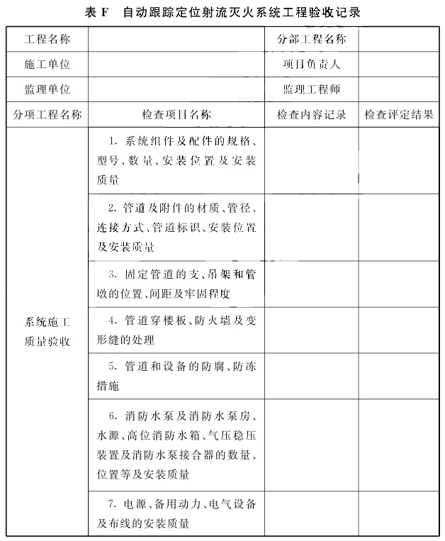 自动跟踪定位射流灭火系统工程验收记录